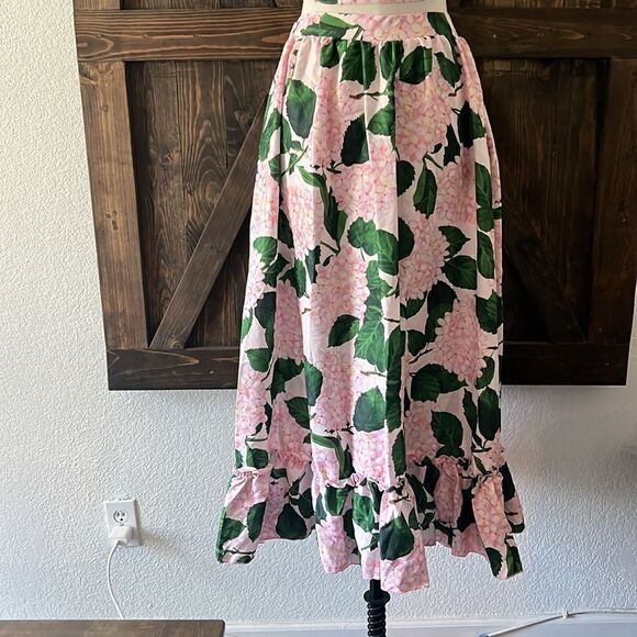 New Green Floral Print Beach Long Maxi Skirt Resort Casual Romantic Ruffle Top - Picture 9 of 16